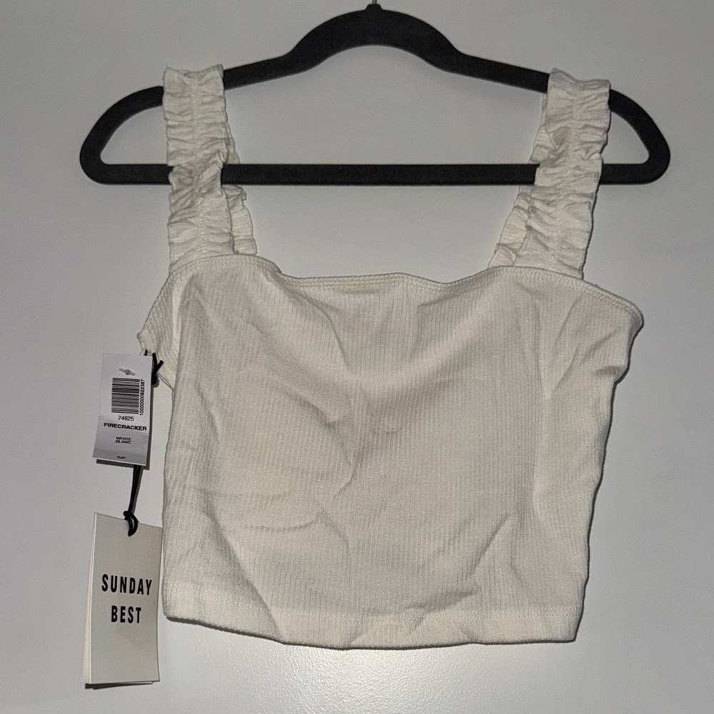 Sunday Best Cream Ruched Crop Top
